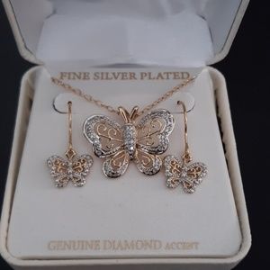 Butterfly necklace and earrings